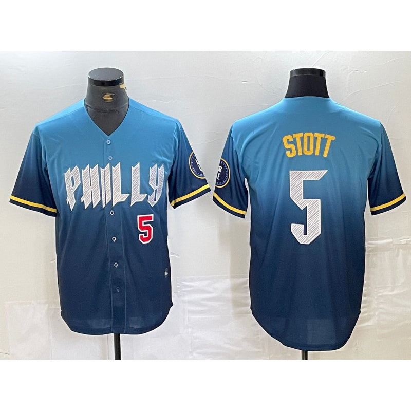 Philadelphia Phillies #5 Bryson Stott Blue 2024 City Player Number Cool Base Stitched Baseball Jersey