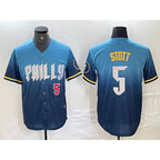 Philadelphia Phillies #5 Bryson Stott Blue 2024 City Player Number Cool Base Stitched Baseball Jersey