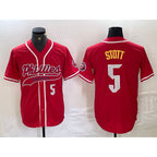 Philadelphia Phillies #5 Bryson Stott Number Red Cool Base Stitched Baseball Jersey