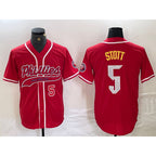 Philadelphia Phillies #5 Bryson Stott Number Red Cool Base Stitched Baseball Jersey