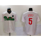 Philadelphia Phillies #5 Bryson Stott White Green Cool Base Stitched Baseball Jersey