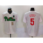 Philadelphia Phillies #5 Bryson Stott White Green Cool Base Stitched Baseball Jersey