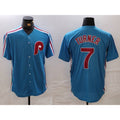 Philadelphia Phillies #7 Trea Turner Blue Cooperstown Throwback Cool Baseball Jersey