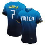 Philadelphia Phillies #7 Trea Turner Navy City Connect Elite Baseball Jersey
