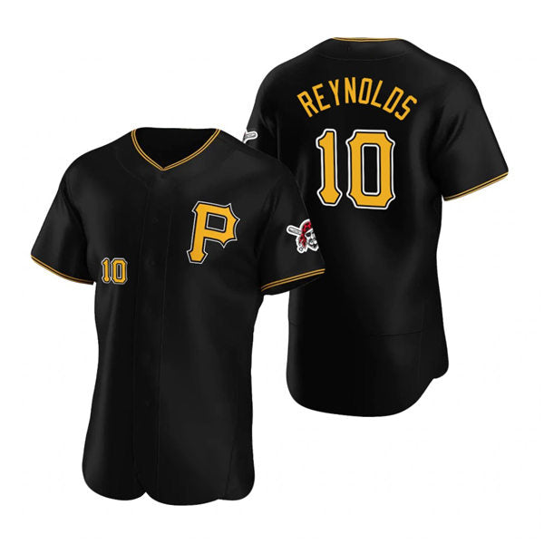 Pittsburgh Pirates #10 Bryan Reynolds Black Alternate Team Logo Flex Baseball Jersey