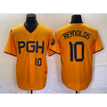 Pittsburgh Pirates #10 Bryan Reynolds Number Gold 2023 City Connect Stitched Baseball Jersey