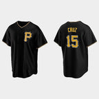 Pittsburgh Pirates #15 Oneil Cruz Black Alternate Team Logo Cool Baseball Jersey