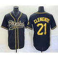Pittsburgh Pirates #21 Roberto Clemente Black Cool Base Stitched Baseball Jersey
