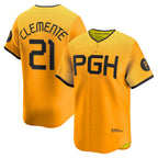 Pittsburgh Pirates #21 Roberto Clemente Gold City Connect Limited Player Baseball Jersey