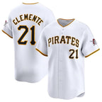 Pittsburgh Pirates #21 Roberto Clemente White Home Limited Baseball Stitched Baseball Jersey
