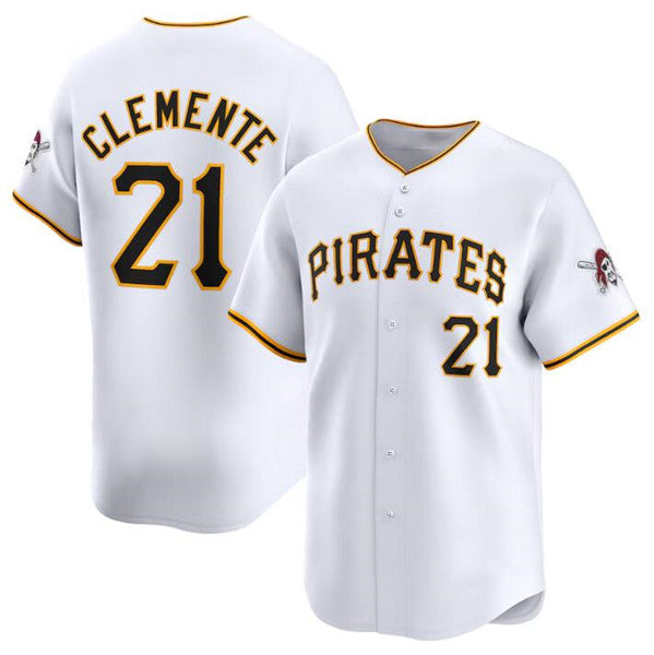 Pittsburgh Pirates #21 Roberto Clemente White Home Limited Baseball Stitched Baseball Jersey