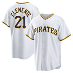 Pittsburgh Pirates #21 Roberto Clemente White Home Replica Player Name Baseball Jersey