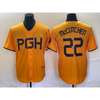 Pittsburgh Pirates #22 Andrew McCutchen Gold 2023 City Connect Stitched Baseball Jersey