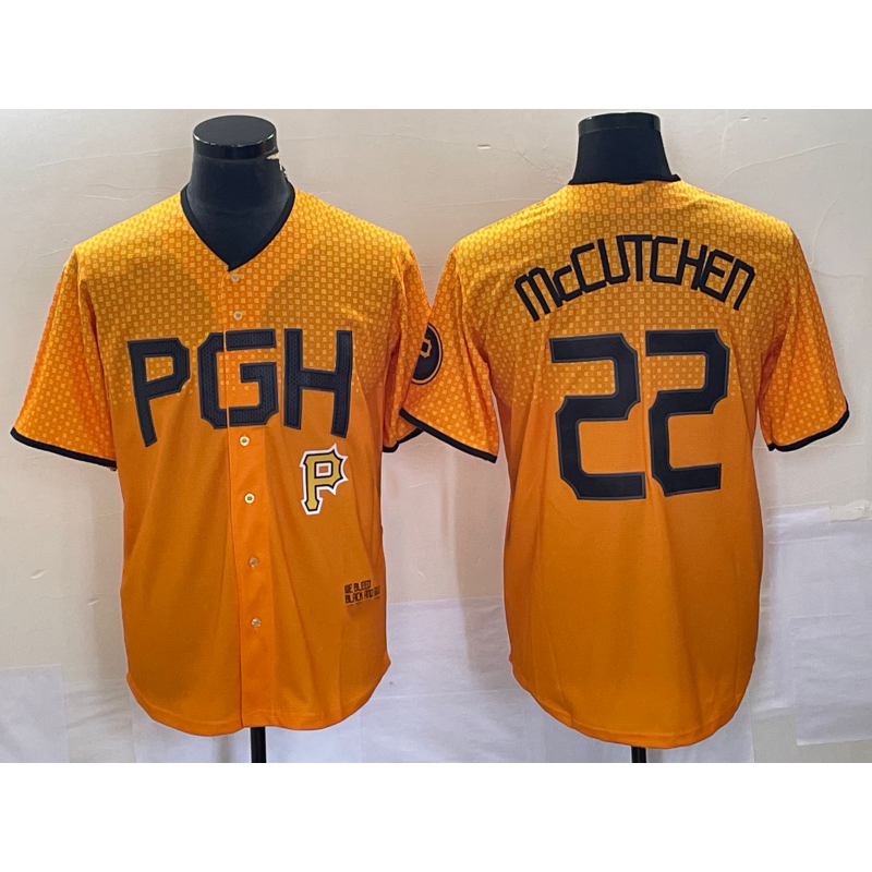 Pittsburgh Pirates #22 Andrew McCutchen Gold 2023 City Connect Stitched Baseball Jersey