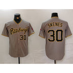 Pittsburgh Pirates #30 Paul Skenes Number Grey Stitched Baseball Jersey
