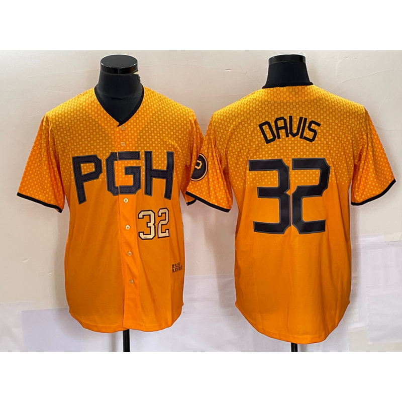 Pittsburgh Pirates #32 Henry Davis Number Yellow 2023 City Connect Stitched Baseball Jersey