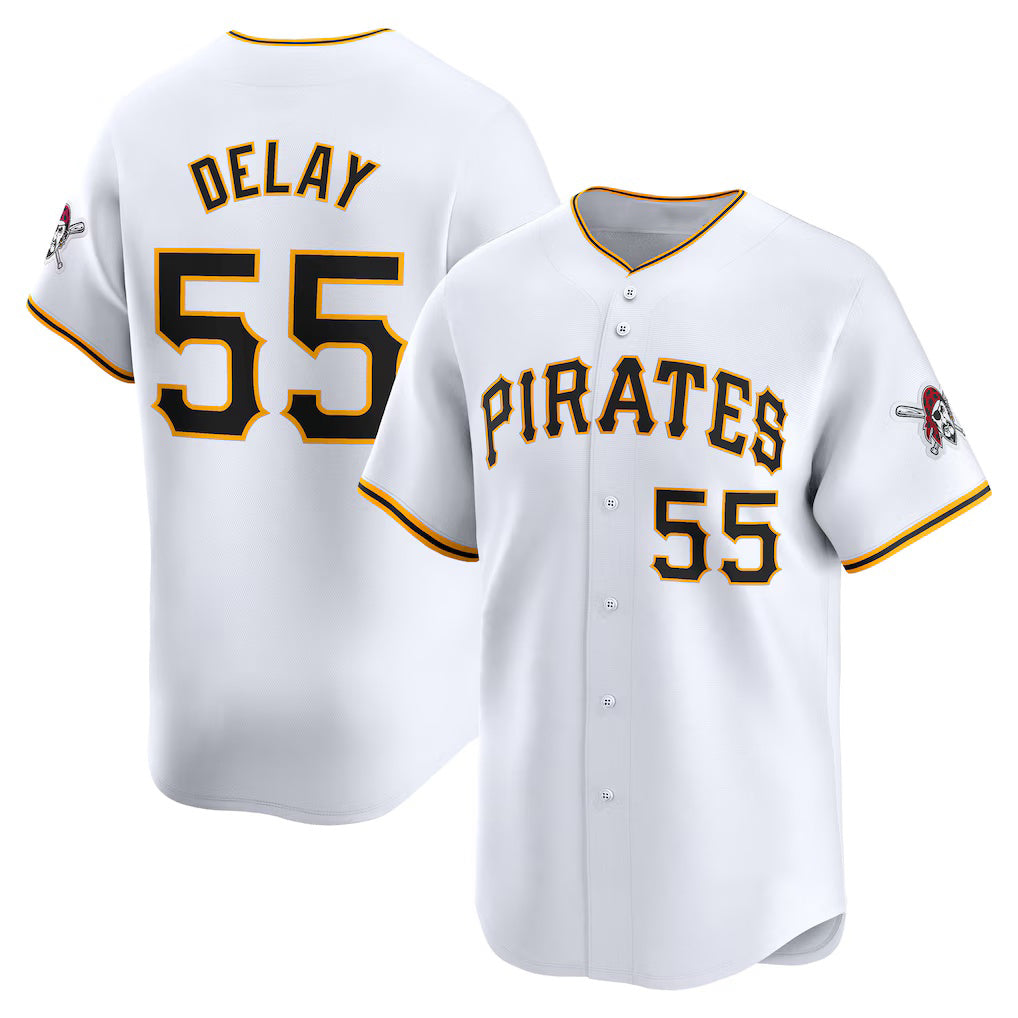 Pittsburgh Pirates #55 Jason Delay White Home Limited Player Baseball Jersey