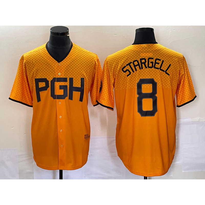 Pittsburgh Pirates #8 Willie Stargell Gold 2023 City Connect Stitched Baseball Jersey