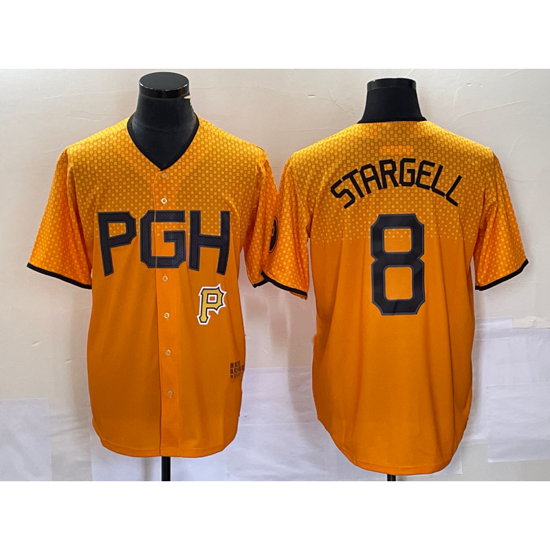 Pittsburgh Pirates #8 Willie Stargell Gold 2023 City Connect Stitched Baseball Jersey