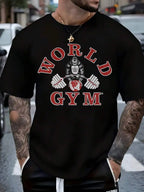 World Gym Men's Casual Pure T-Shirt - Soft, Breathable Crew Neck With Bold 'World Gym' Graphic Design