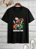 T Shirt Men Character Holding Chainsaws With Splattered Colors Design T-Shirt Men's T-Shirt Baggy