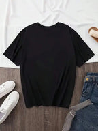 Casual Short-Sleeve Crew Neck T-Shirt With Graphic Print, Perfect For Summer And Spring, Designed For Women 2026 New Style