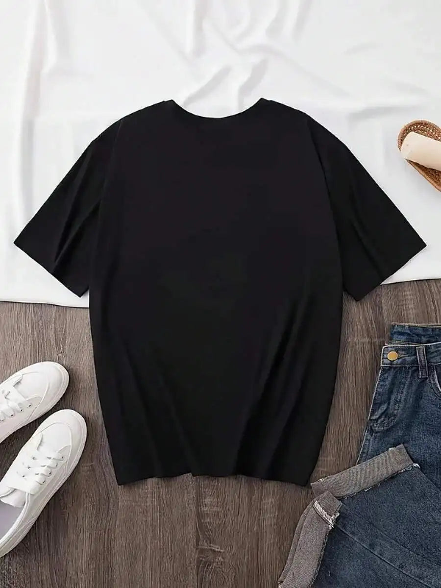 Casual Short-Sleeve Crew Neck T-Shirt With Graphic Print, Perfect For Summer And Spring, Designed For Women 2026 New Style
