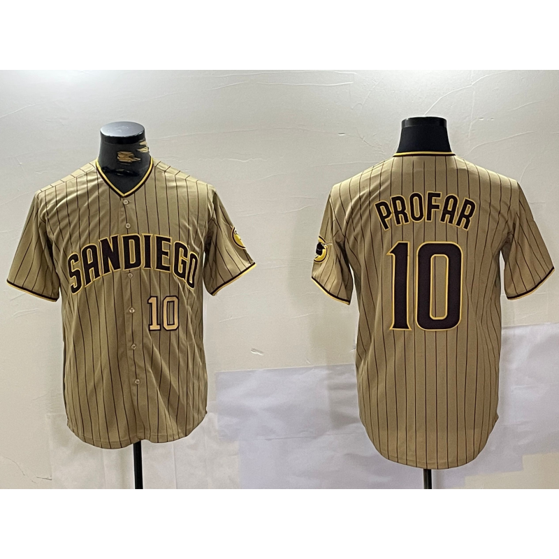 San Diego Padres #10 Jurickson Profar Khaki Team Logo Cool Baseball Jersey