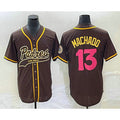 San Diego Padres #13 Manny Machado Brown NEW 2023 City Connect Cool Base Stitched Baseball Jersey
