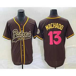 San Diego Padres #13 Manny Machado Brown NEW 2023 City Connect Cool Base Stitched Baseball Jersey
