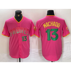 San Diego Padres #13 Manny Machado Pink Cool Base Stitched Baseball Jersey
