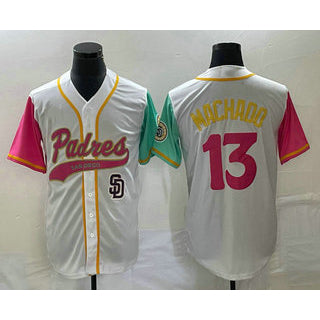 San Diego Padres #13 Manny Machado White NEW 2023 City Connect Cool Base Stitched Baseball Jersey