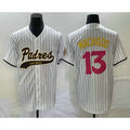 San Diego Padres #13 Manny Machado White Pinstripe 2023 City Connect Cool Base Stitched Baseball Jersey
