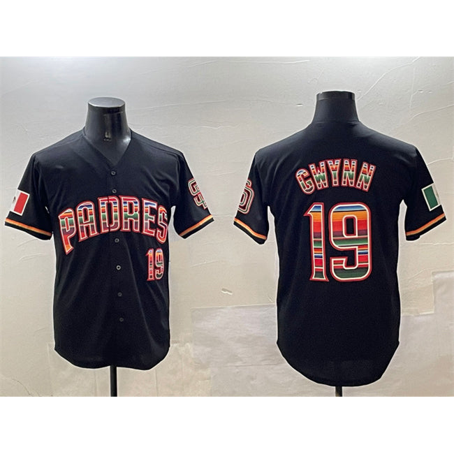 San Diego Padres #19 Tony Gwynn Black Mexico Cool Base Stitched Baseball Jersey