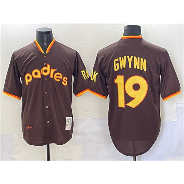 San Diego Padres #19 Tony Gwynn Brown Throwback Stitched Baseball Jersey