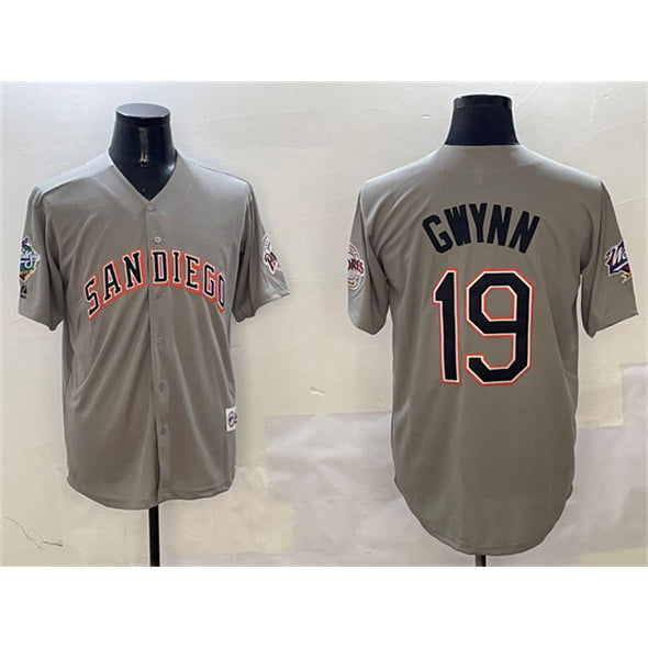 San Diego Padres #19 Tony Gwynn Gray With Patch Cool Base Stitched Baseball Jersey