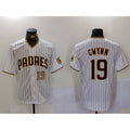 San Diego Padres #19 Tony Gwynn White Team Logo Stitched Cool Baseball Jersey