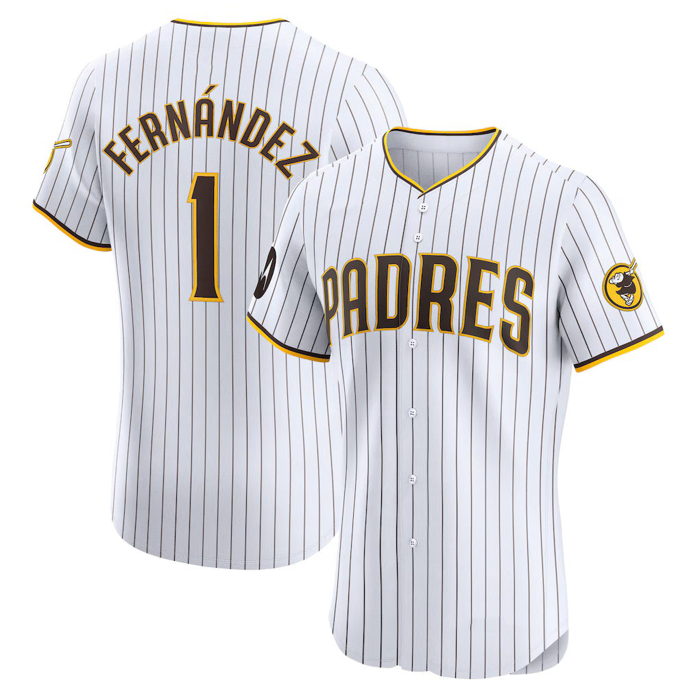 San Diego Padres #1 Tony Fernández White Home Elite Sponsor Patch Player Baseball Jersey