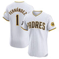 San Diego Padres #1 Tony Fernández White Home Elite Sponsor Patch Player Baseball Jersey