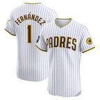 San Diego Padres #1 Tony Fernández White Home Elite Sponsor Patch Player Baseball Jersey