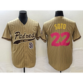 San Diego Padres #22 Juan Soto Tan Pinstripe 2023 City Connect Cool Base Stitched Baseball Jersey