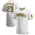 San Diego Padres #23 Fernando Tatís Jr. White-Brown Home Authentic Player Baseball Jersey