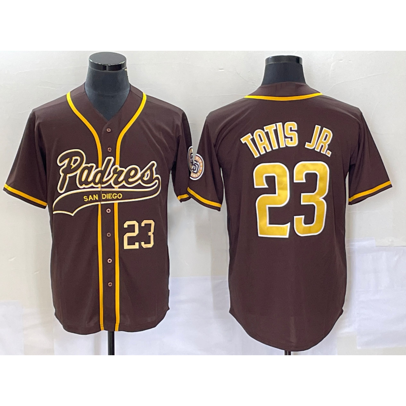 San Diego Padres #23 Fernando Tatis Jr Number Brown NEW 2023 Cool Base Stitched Baseball Jersey