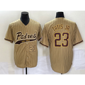 San Diego Padres #23 Fernando Tatis Jr Number Tan NEW 2023 Cool Base Stitched Baseball Jersey