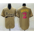 San Diego Padres #2 Xander Bogaerts Tan Pinstripe 2023 City Connect Cool Base Stitched Baseball Jersey