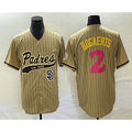 San Diego Padres #2 Xander Bogaerts Tan Pinstripe 2023 City Connect Cool Base Stitched Baseball Jersey