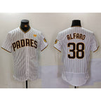 San Diego Padres #38 Jorge Alfaro White With PS Patch Stitched Flex Baseball Jersey