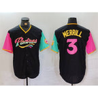 San Diego Padres #3 Jackson Merrill Black City Connect Cool Base Stitched Baseball Jersey