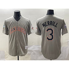 San Diego Padres #3 Jackson Merrill Gray Fashion Throwback With Patch Cool Base Stitched Baseball Jersey
