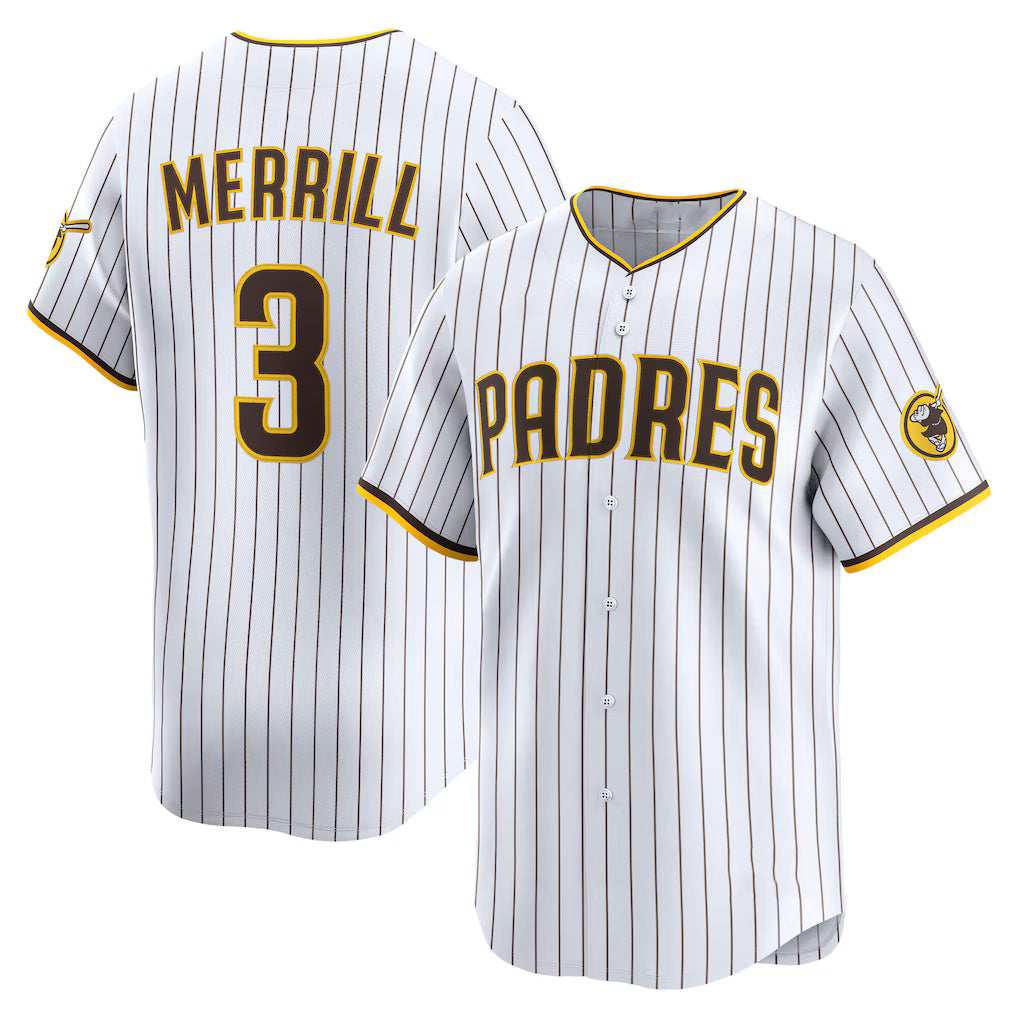 San Diego Padres #3 Jackson Merrill White Home Limited Player Baseball Jersey